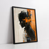 Abstract Silhouette Black & Orange with Bold Textured Brushstrokes (Single Panel) Digital Painting Wall Art