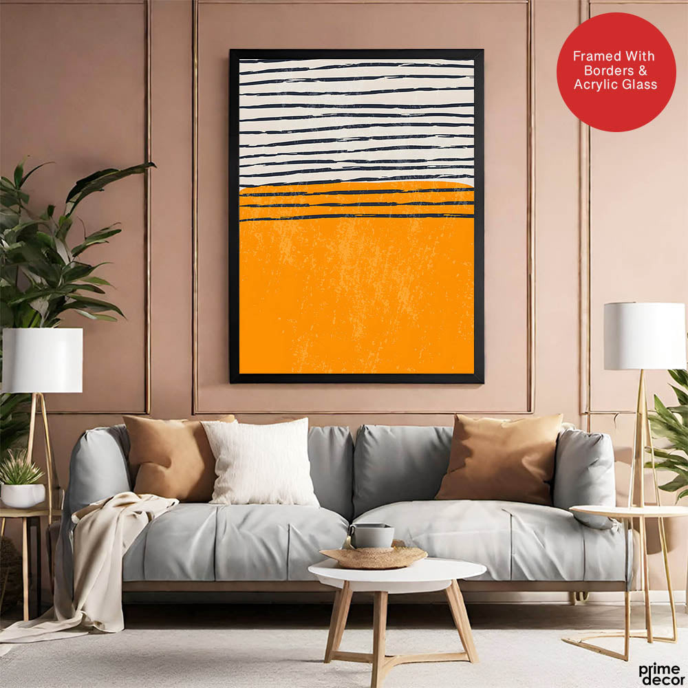Black & Orange Abstract Art Over White Background | Abstract Office Artwork #00384 - Prime Décor