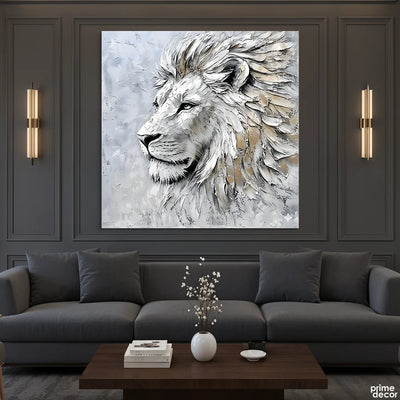 Monochrome Lion King Profile Heavy Stroke (Single Panel) Digital Painting Wall Art