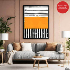 Black & Orange Abstract Art Over White Background | Abstract Office Artwork #00385 - Prime Décor