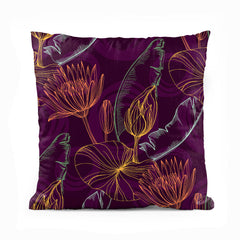 Linear Floral Artwork Over Purple Background | Floral Cushion #385
