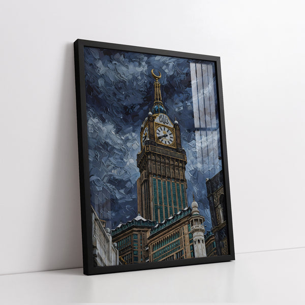 Majestic Makkah Clock Tower Impasto Style (Single Panel) Digital Painting Wall Art