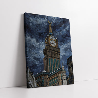 Majestic Makkah Clock Tower Impasto Style (Single Panel) Digital Painting Wall Art