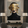 Glamour Noir Blindfold With Gold Texture Knife Work (Single Panel) Digital Painting Wall Art (Copy)