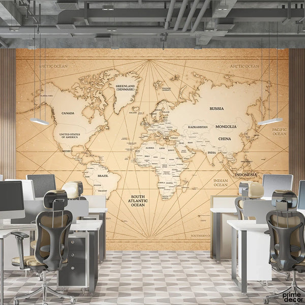 Abstract World Map Design | Travel Wallpaper Mural
