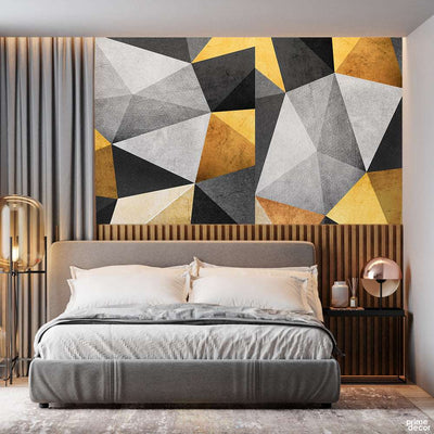 Mystic Marble Series Black & Gold Geometric Style | Abstract Wallpaper Mural