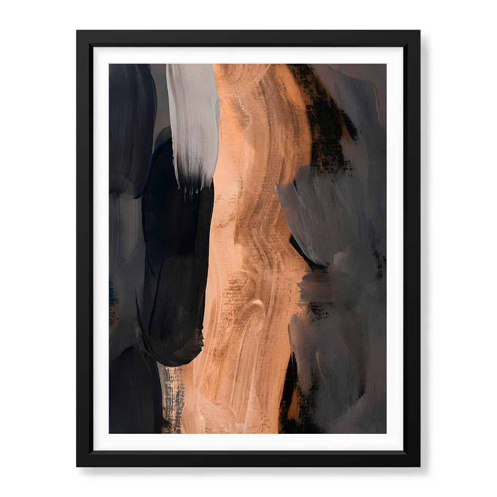 Black & Brown Abstract Art Paint Strokes | Abstract Office Artwork #00391 - Prime Décor