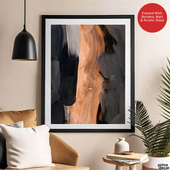 Black & Brown Abstract Art Paint Strokes | Abstract Office Artwork #00391 - Prime Décor