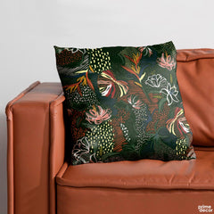 Floral Artwork Over Green Background | Floral Cushion #391