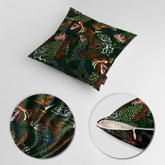 Floral Artwork Over Green Background | Floral Cushion #391