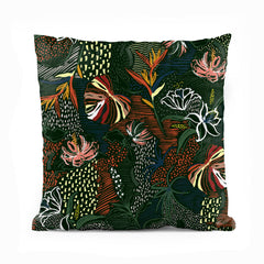 Floral Artwork Over Green Background | Floral Cushion #391