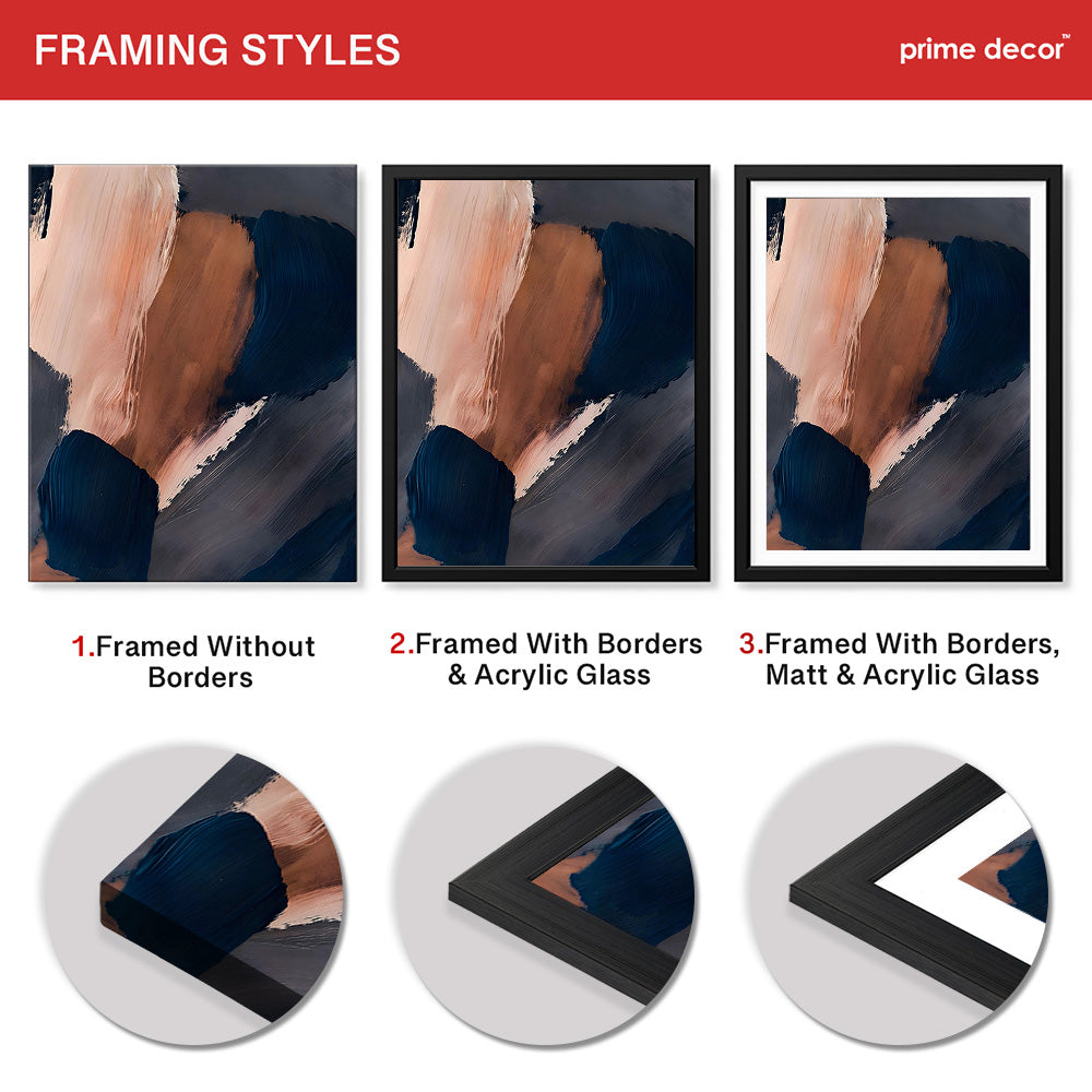 Black & Brown Abstract Art Paint Strokes | Abstract Office Artwork #00392 - Prime Décor