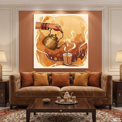 Desi Tea Culture Illustrative Aesthetic (Single Panel) Digital Painting Wall Art