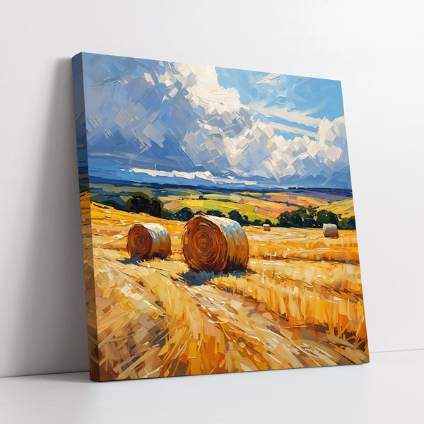 Summer Countryside Golden Harvest Field Impasto (Single Panel) Digital Painting Wall Art