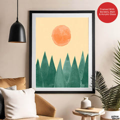 Beautiful Abstract Portrait Of Grass & Sun Art | Abstract Floral Artwork #00393 - Prime Décor