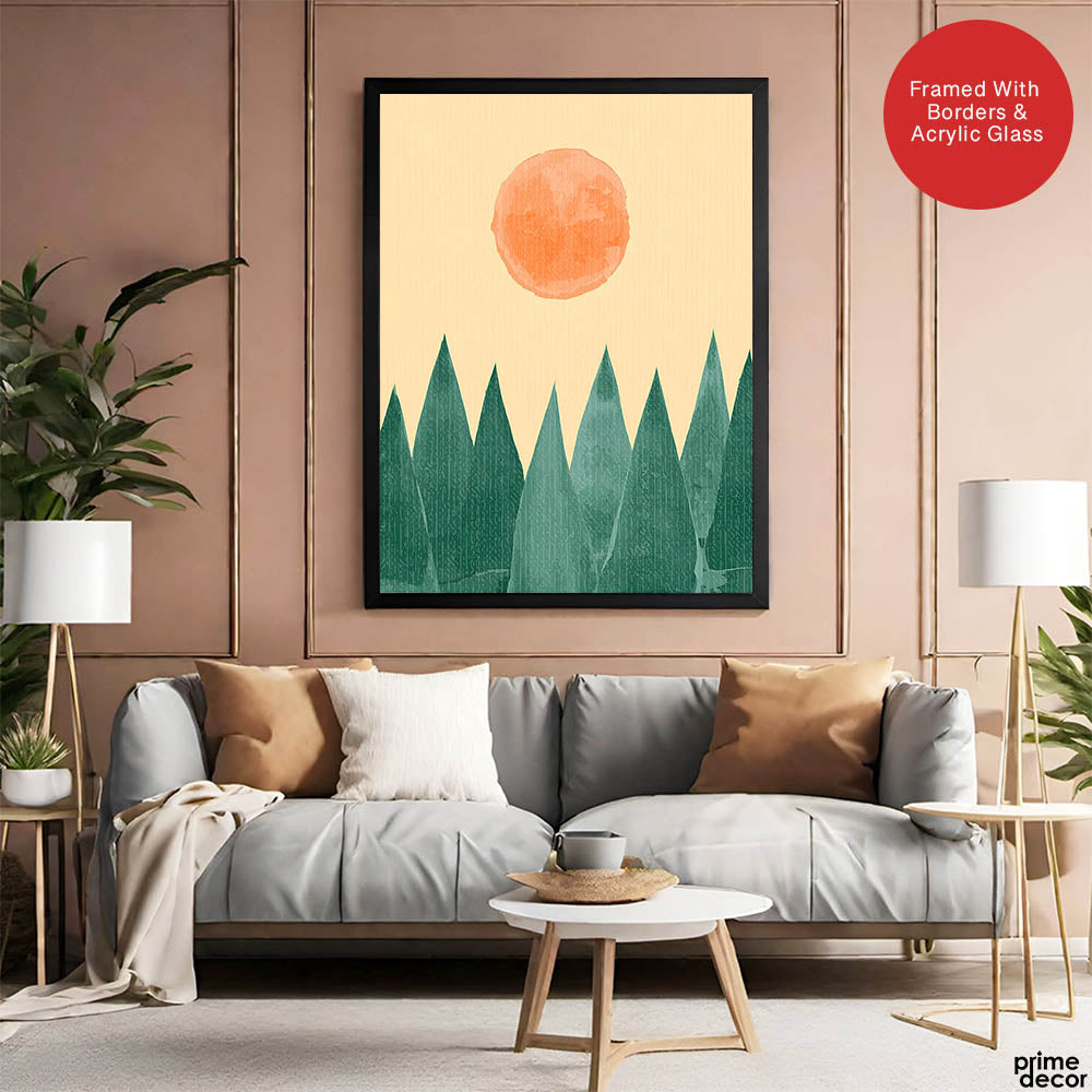 Beautiful Abstract Portrait Of Grass & Sun Art | Abstract Floral Artwork #00393 - Prime Décor