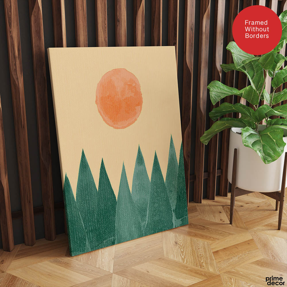Beautiful Abstract Portrait Of Grass & Sun Art | Abstract Floral Artwork #00393 - Prime Décor