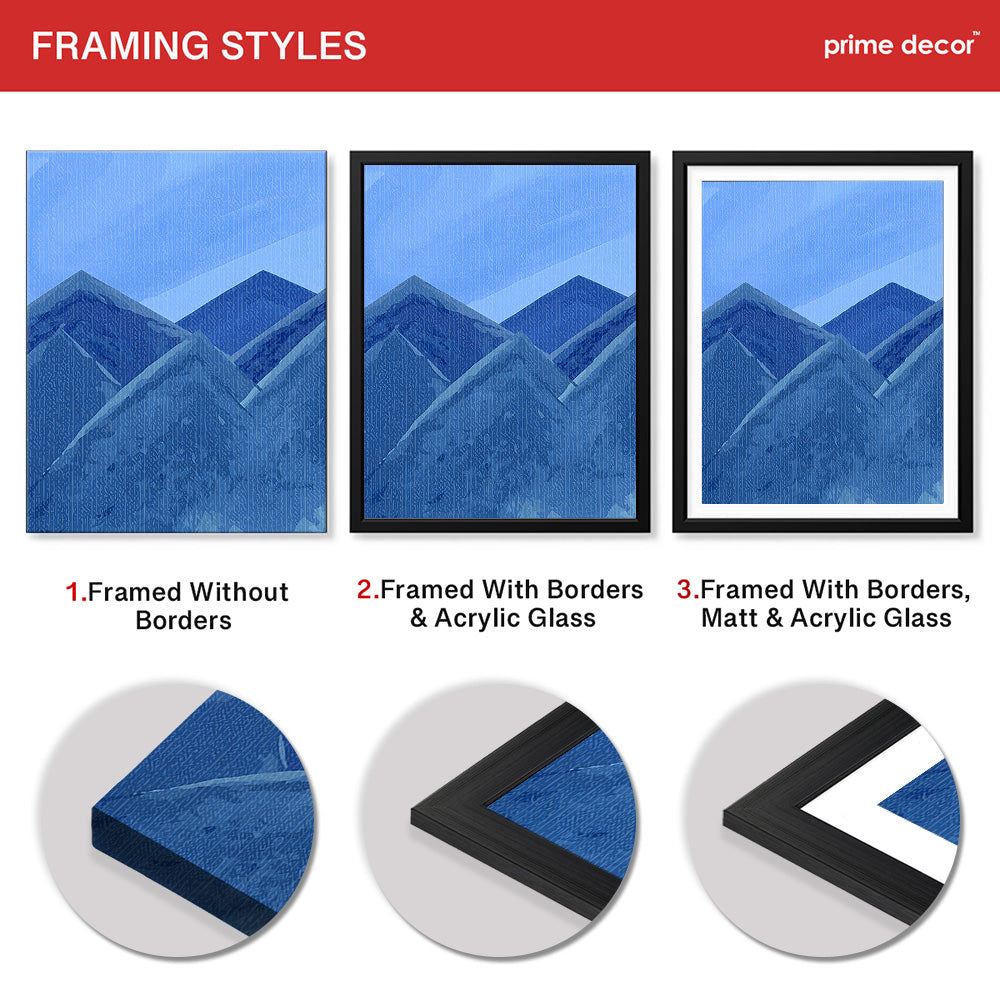 Beautiful Abstract Portrait Of Blue Mountains Art | Abstract Nature Artwork #00394 - Prime Décor