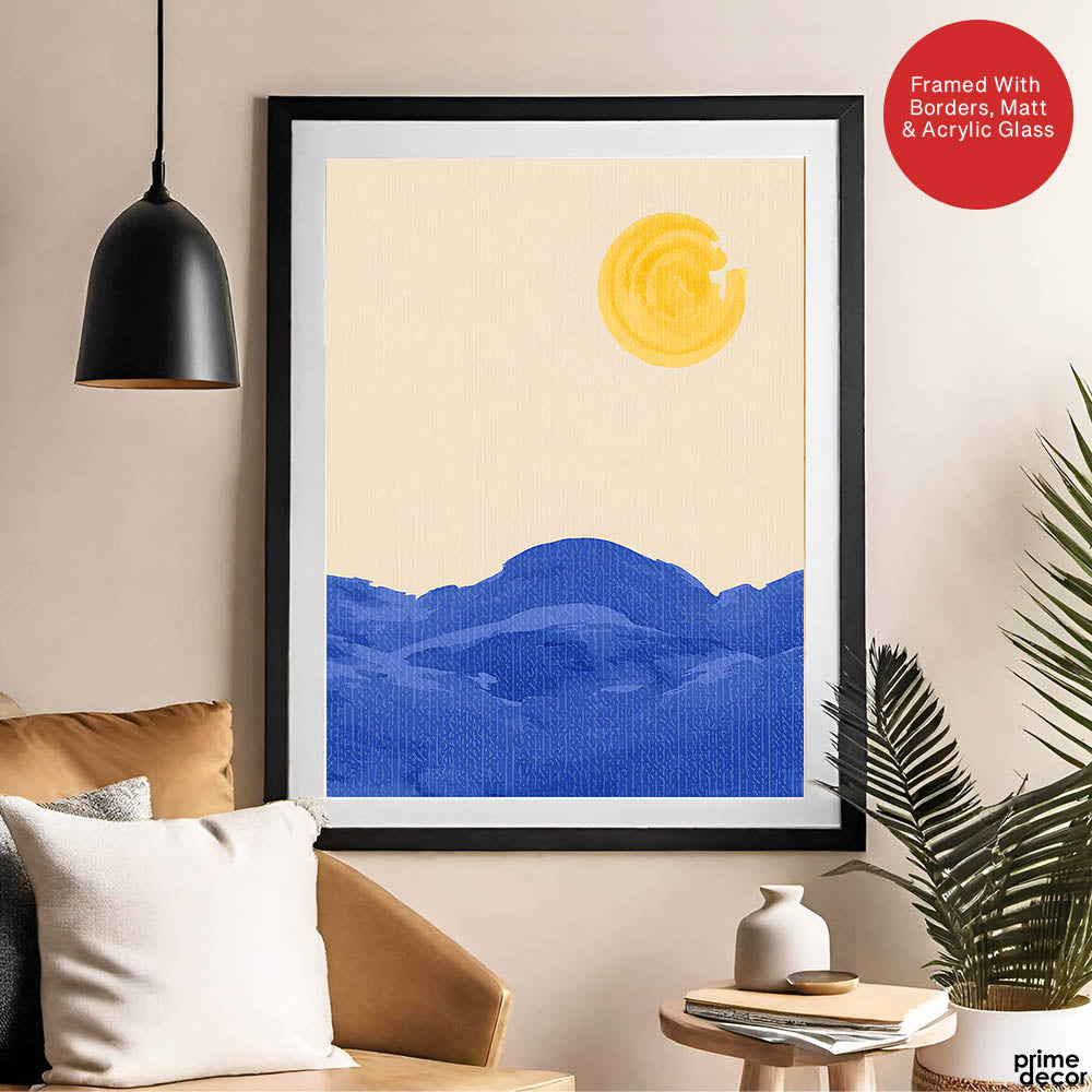Beautiful Abstract Portrait Of Sea & Sun Art | Abstract Nature Artwork #00395 - Prime Décor