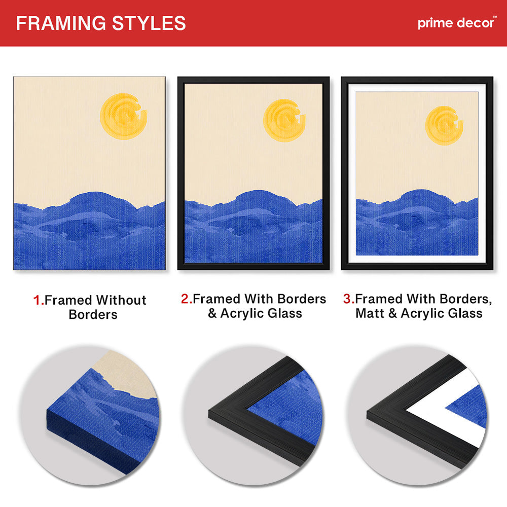 Beautiful Abstract Portrait Of Sea & Sun Art | Abstract Nature Artwork #00395 - Prime Décor