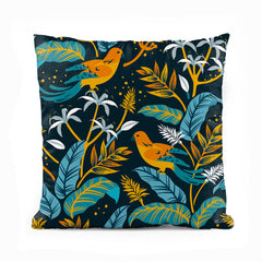 Green & Gold Floral Artwork Over Black Background | Floral Cushion #395