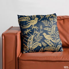 Light Brown Floral Artwork Over Black Background | Floral Cushion #396