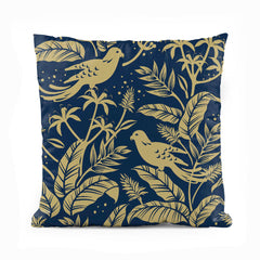 Light Brown Floral Artwork Over Black Background | Floral Cushion #396