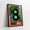 Retro Eight Ball Billiards Graphic with Cue Sticks Vintage Style (Single Panel) Digital Painting Wall Art