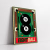 Retro Eight Ball Billiards Graphic with Cue Sticks Vintage Style (Single Panel) Digital Painting Wall Art
