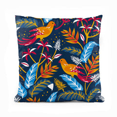 Blue & Gold Floral Artwork Over Black Background | Floral Cushion #397
