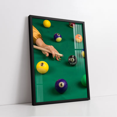 Edgy Pool Table "I H8 YOU" 8-Ball Impasto Style (Single Panel) Digital Painting Wall Art