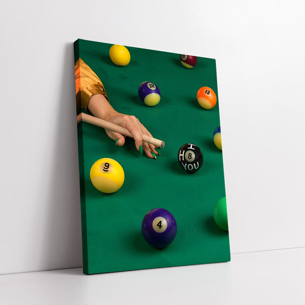 Edgy Pool Table "I H8 YOU" 8-Ball Impasto Style (Single Panel) Digital Painting Wall Art