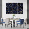 Midnight Blue & Sheen Gold Gradient Leaves (3 Panel) Abstract Wall Art