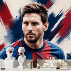 Lionel Messi Abstract Artwork With Blue & Red Background | Figure Wallpaper Mural