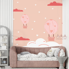 Abstract Artwork Of Balloons  Over Skin Background | Kids Wallpaper Mural