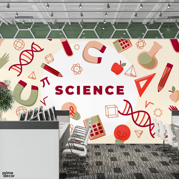 Educational Artwork With Science Typography | Nursery Wallpaper Mural