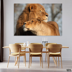 Beautiful Artwork Of Lion Lioness (Single Panel) Wall Art