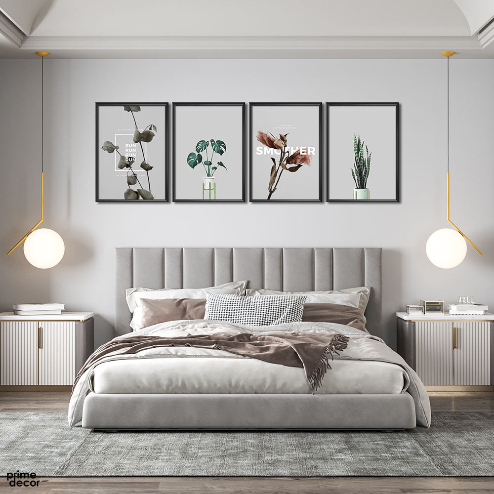 Unsaturated Botany (4 Panel) Digital Wall Art - Prime Décor