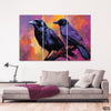 Abstract Birds Artwork Over Colorful Background (3 Panel) Nature Wall Art