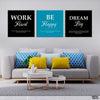 Work Hard Black & Blue (3 Panel) Motivational Wall Art