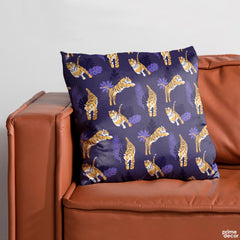 Tiger Artwork With Purple Floral Background | Floral Cushion #400