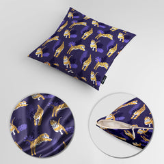 Tiger Artwork With Purple Floral Background | Floral Cushion #400