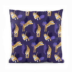 Tiger Artwork With Purple Floral Background | Floral Cushion #400