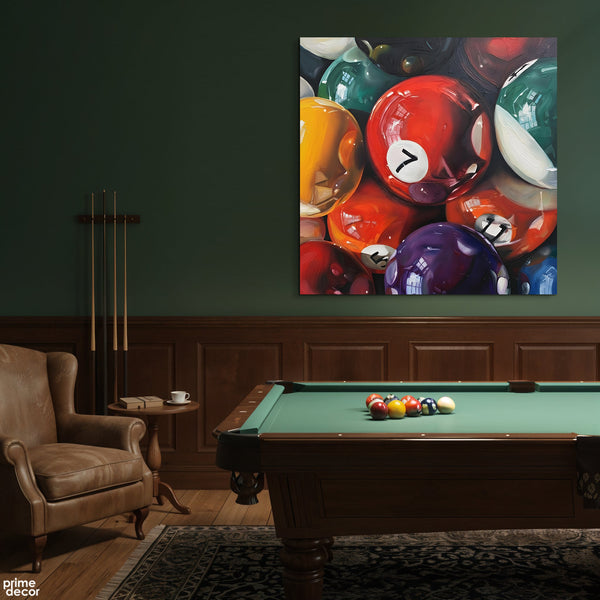 Glossy Billiards Cluster Heavy Stroke Impasto (Single Panel) Digital Painting Wall Art