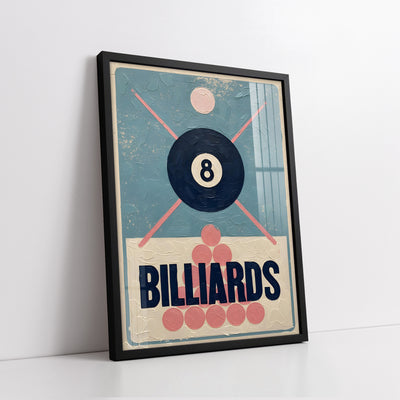 Minimalist Eight Ball Billiards Poster with Textured Impasto Finish (Single Panel) Digital Painting Wall Art