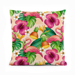 Colorful Floral Artwork Over Beige Background | Floral Cushion #404