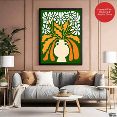 White & Gold Floral Abstract Art Over Green Background | Abstract Floral Artwork #00407 - Prime Décor