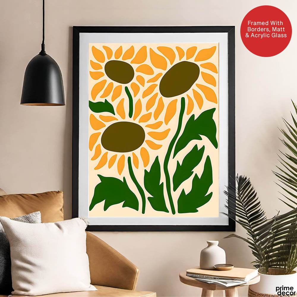Green & Gold Floral Abstract Art Over White Background | Abstract Floral Artwork #00409 - Prime Décor
