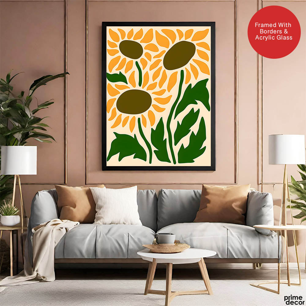 Green & Gold Floral Abstract Art Over White Background | Abstract Floral Artwork #00409 - Prime Décor