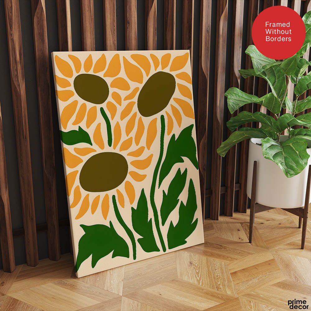Green & Gold Floral Abstract Art Over White Background | Abstract Floral Artwork #00409 - Prime Décor